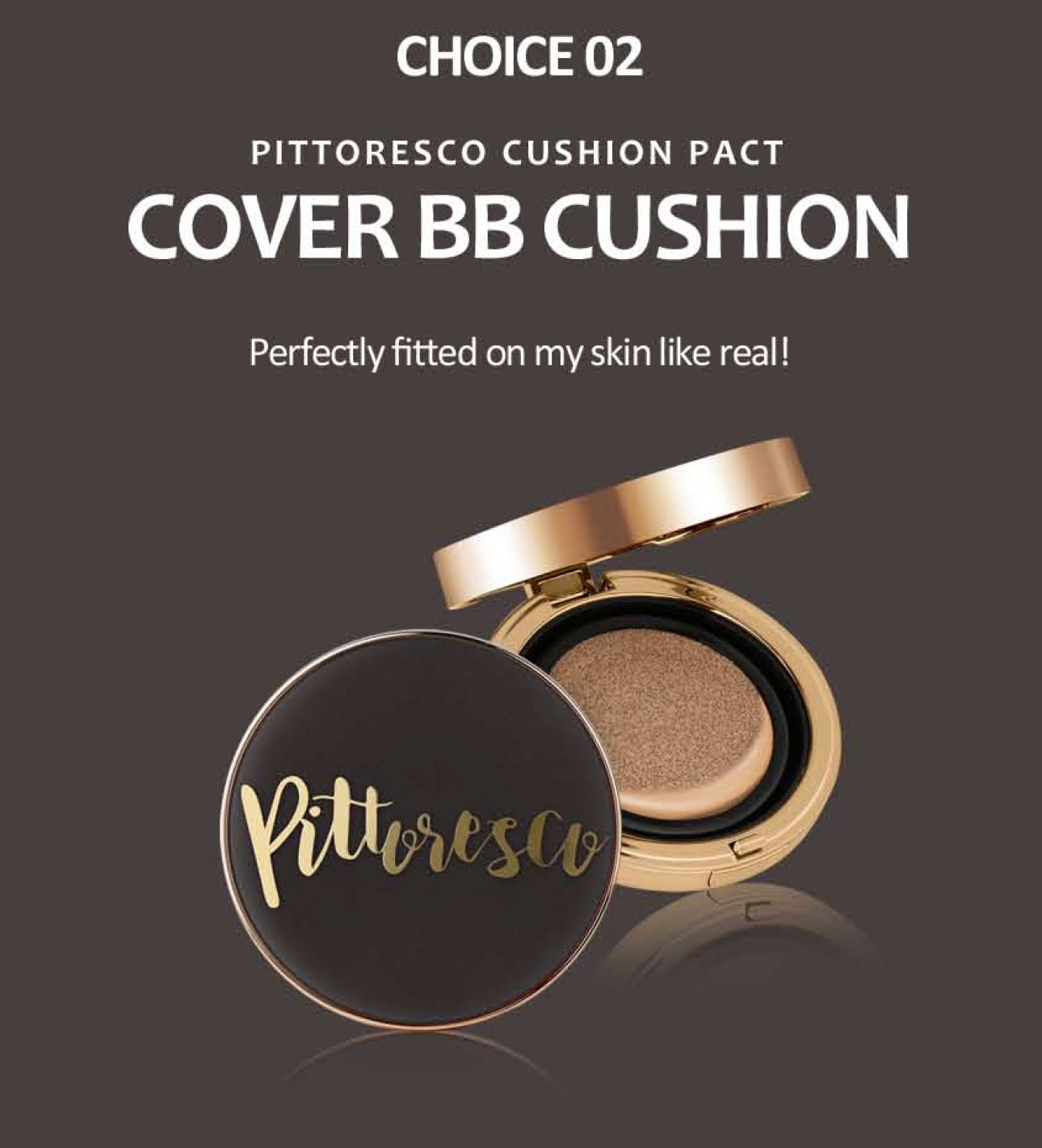 [Pittoresco]  Mist/cover makeup cushion - glass skin.