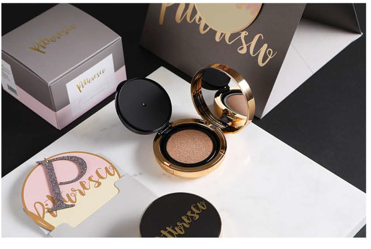 [Pittoresco]  Mist/cover makeup cushion - glass skin.